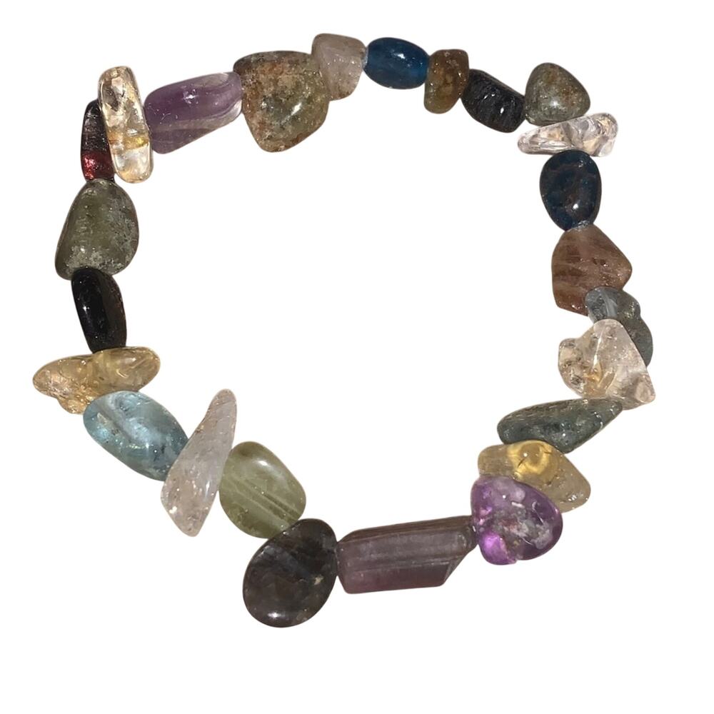 Multicolor‎ Natural Stone Stretch Bracelet Chunky Gemstone Beaded Boho Crystal